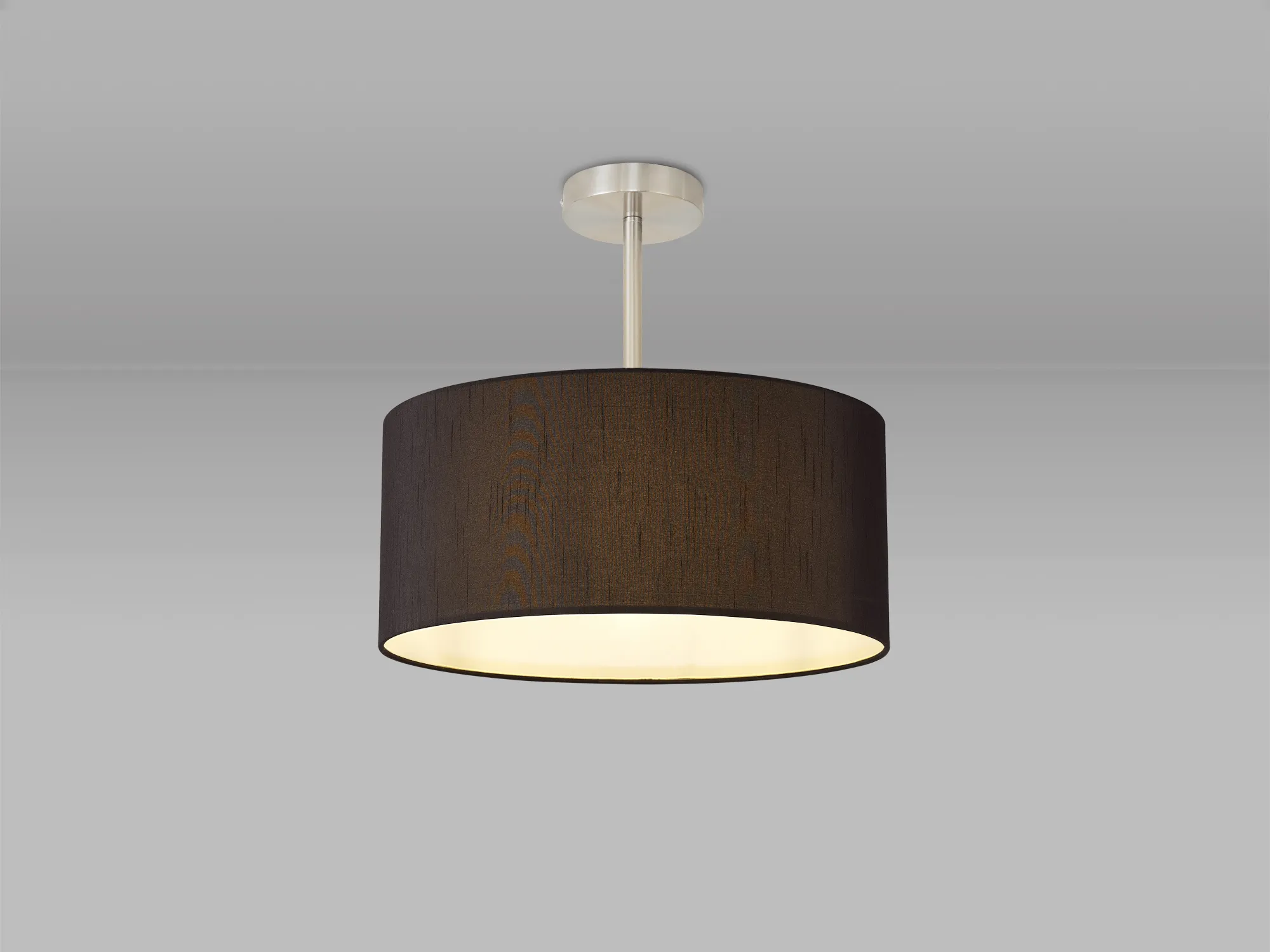 Baymont 40cm Semi Flush 1 Light Satin Nickel, Black DK0253  Deco Baymont